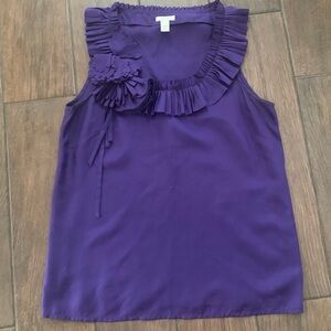 J Crew 100% Silk Purple Sleeveless Shirt sz 6